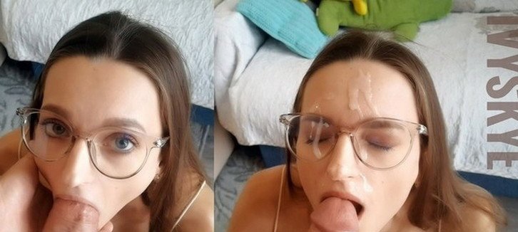 Nerdy step sister persuaded me to fuck her mouth and cum on glasses - FullHD - Porn (2020)