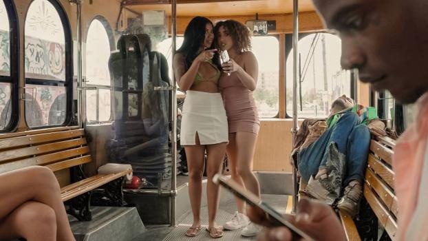 Kira Perez, Ameena Greene - The Fucking Public Bus Threesome - FullHD (2022)