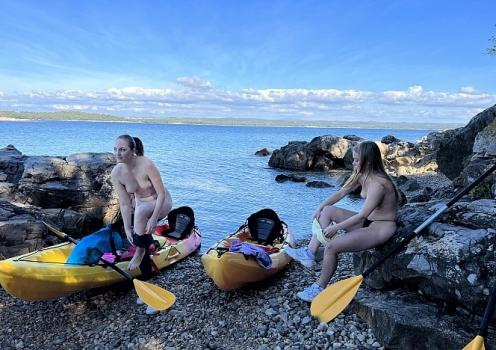 Kristina, Mira D - Nude Kayaking And Hiking Naked Outdoors On A Deserted Adriatic Island With Mira And Kristina - FullHD (2023)
